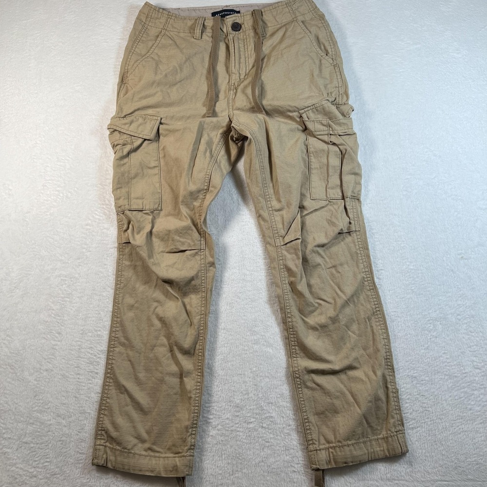 Aeropostale Relaxed Cargo Pants Mens 29x30 Beige Cotton Canvas‎ Casual Utility